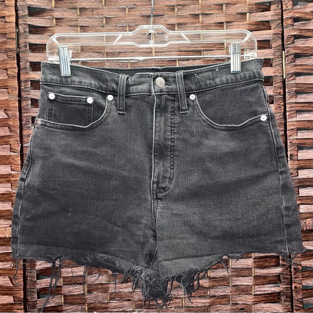 Madewell Black High-Rise Denim Shorts, Size 27.